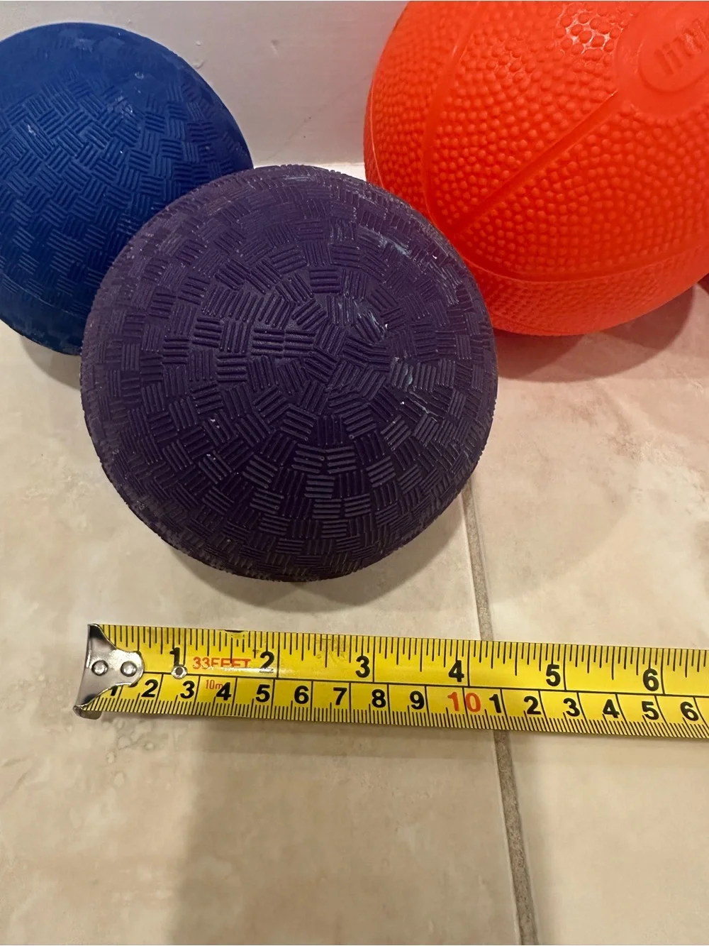 Set of Four Colorful Rubber Playground Balls - Orange, Blue, Pink, Navy Catch